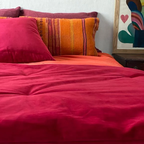 Linge de lit couleurs chaudes inspiration Maroc
